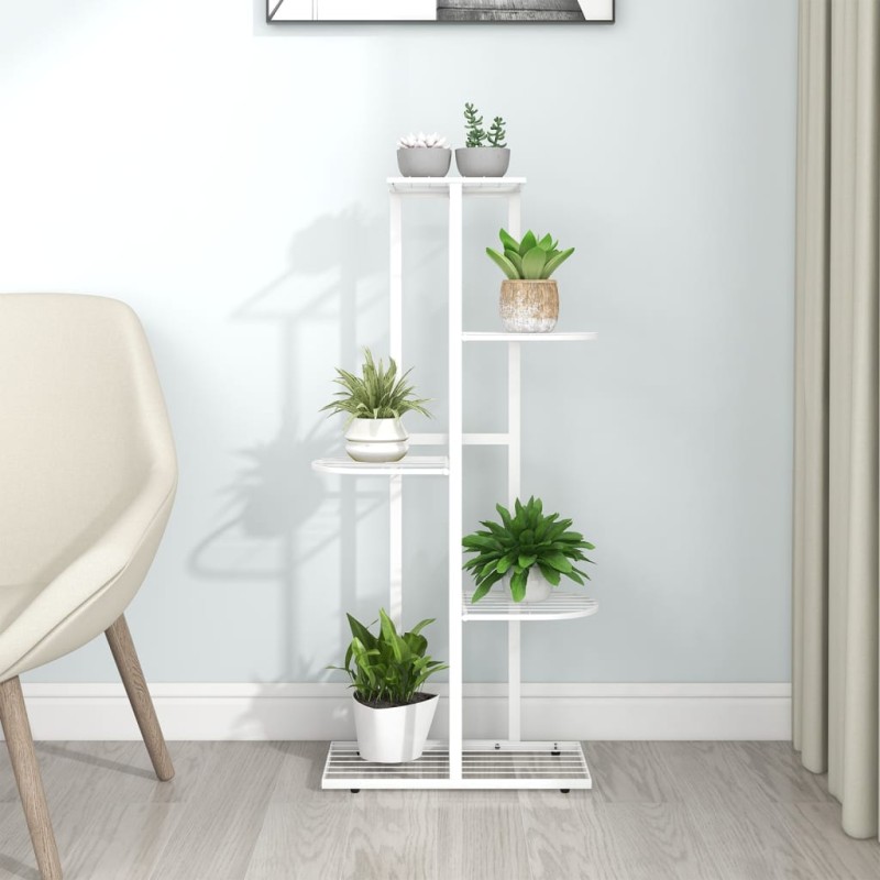 vidaXL Piedistallo per Piante a 5 Piani 43x22x98 cm in Metallo Bianco vidaXL Piedistallo per Piante a 5 Piani 43x22x98 cm in Metallo Bianco