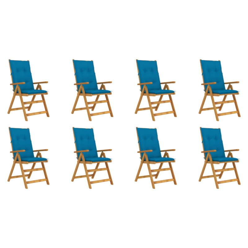 vidaXL Sedie da Giardino Pieghevoli con Cuscini 8 pz Massello Acacia vidaXL Sedie da Giardino Pieghevoli con Cuscini 8 pz Massello Acacia