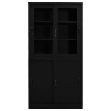 vidaXL Armadio per Ufficio Anta Scorrevole Nero 90x40x180 cm Acciaio
