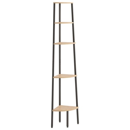 vidaXL Scaffale Angolare 5 Livelli Marrone Chiaro Nero 45,5x31,5x180cm