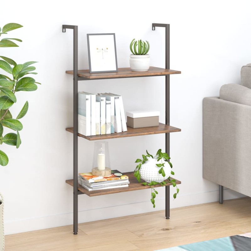 vidaXL Scaffale Pendente 3 Livelli Marrone Scuro e Nero 64x35x120,5 cm vidaXL Scaffale Pendente 3 Livelli Marrone Scuro e Nero 64x35x120,5 cm