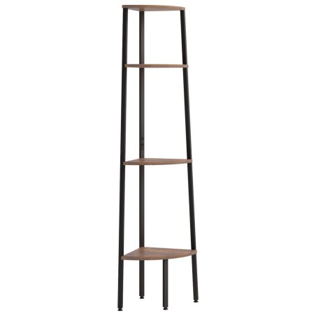 vidaXL Scaffale Angolare 4 Livelli Marrone Scuro Nero 45,5x31,5x150cm