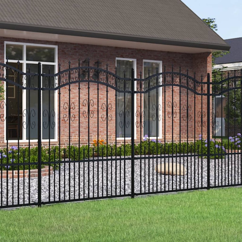 vidaXL Recinzione da Giardino con Punta a Lancia Nera 190cm Acciaio vidaXL Recinzione da Giardino con Punta a Lancia Nera 190cm Acciaio