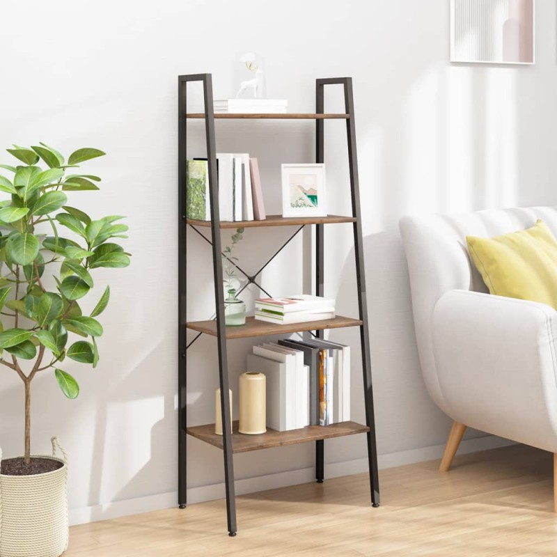 vidaXL Scaffale Autoportante 4 Ripiani Marrone Scuro Nero 56x35x140 cm vidaXL Scaffale Autoportante 4 Ripiani Marrone Scuro Nero 56x35x140 cm
