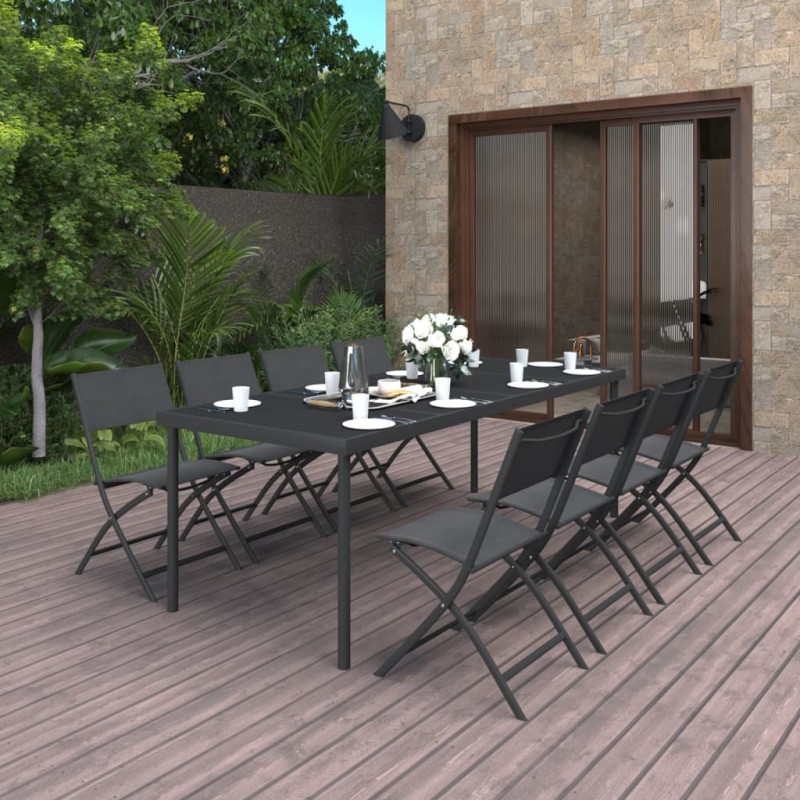 vidaXL Set da Pranzo per Giardino 9 pz in Acciaio vidaXL Set da Pranzo per Giardino 9 pz in Acciaio