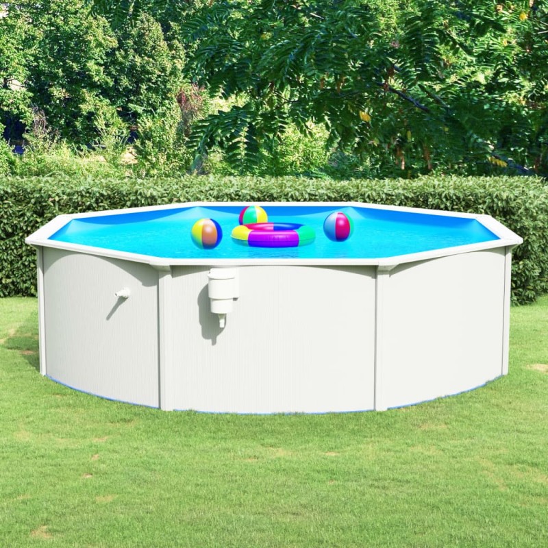vidaXL Piscina con Pareti in Acciaio Rotonda 460x120 cm Bianca vidaXL Piscina con Pareti in Acciaio Rotonda 460x120 cm Bianca