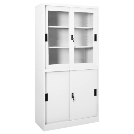 vidaXL Armadio per Ufficio Anta Scorrevole Bianco 90x40x180 cm Acciaio