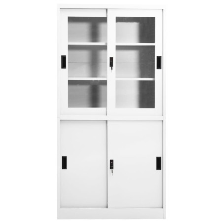 vidaXL Armadio per Ufficio Anta Scorrevole Bianco 90x40x180 cm Acciaio