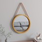 Specchio da Parete con Cinghia Dorato Ø 55 cm Specchio da Parete con Cinghia Dorato Ø 55 cm