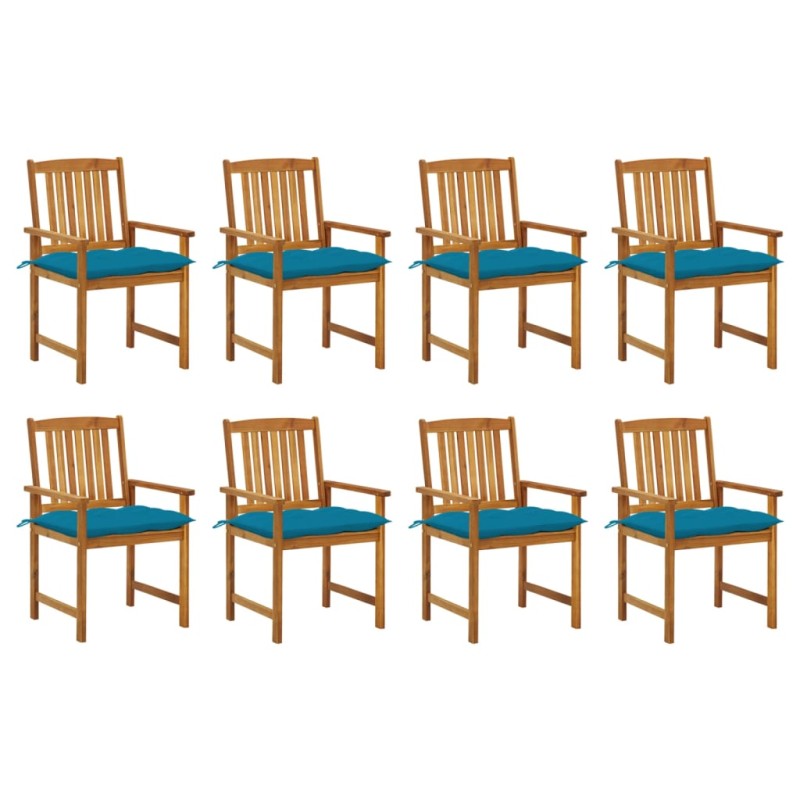 vidaXL Sedie da Giardino con Cuscini 8 pz in Legno Massello di Acacia vidaXL Sedie da Giardino con Cuscini 8 pz in Legno Massello di Acacia