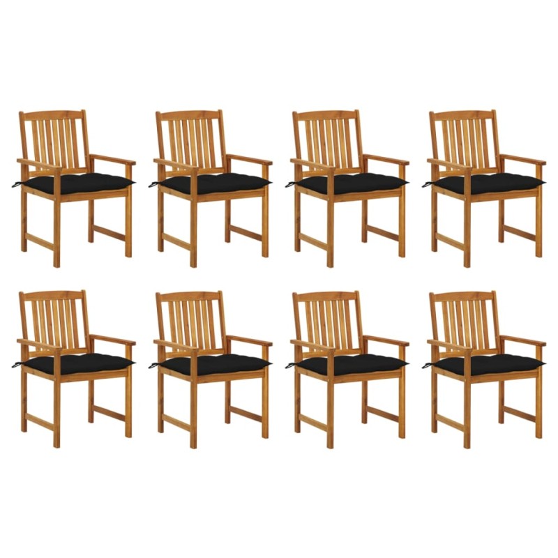 vidaXL Sedie da Giardino con Cuscini 8 pz in Legno Massello di Acacia vidaXL Sedie da Giardino con Cuscini 8 pz in Legno Massello di Acacia