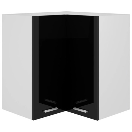 vidaXL Pensile Angolare Nero Lucido 57x57x60 cm in Truciolato