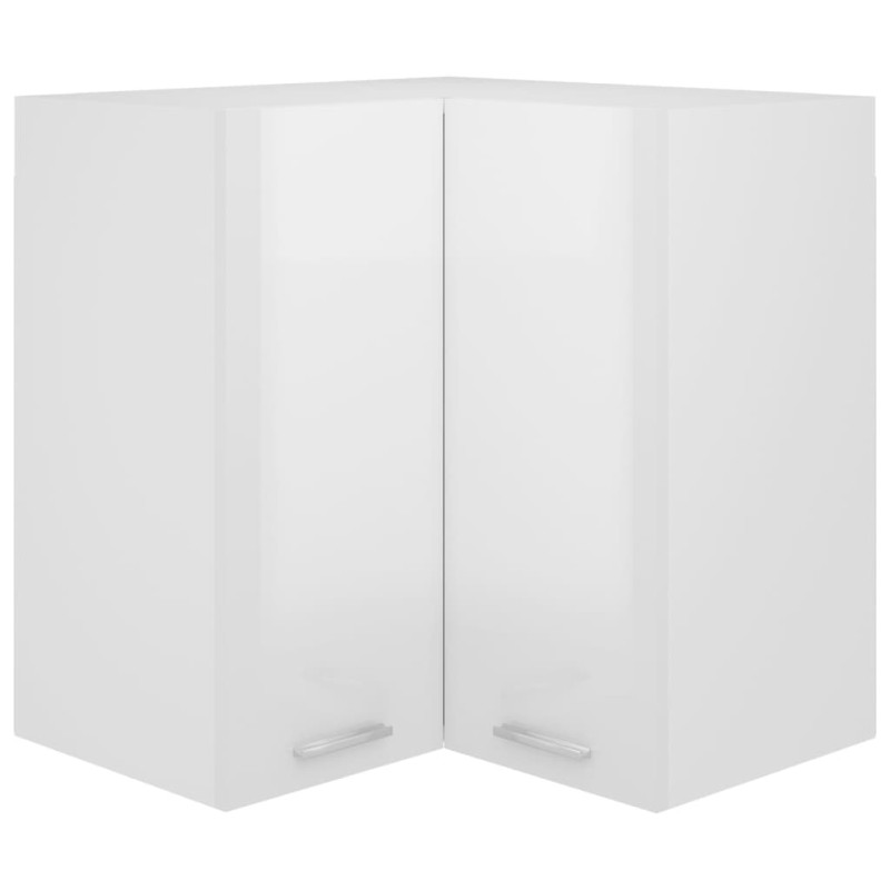 vidaXL Pensile Angolare Bianco Lucido 57x57x60 cm in Truciolato vidaXL Pensile Angolare Bianco Lucido 57x57x60 cm in Truciolato