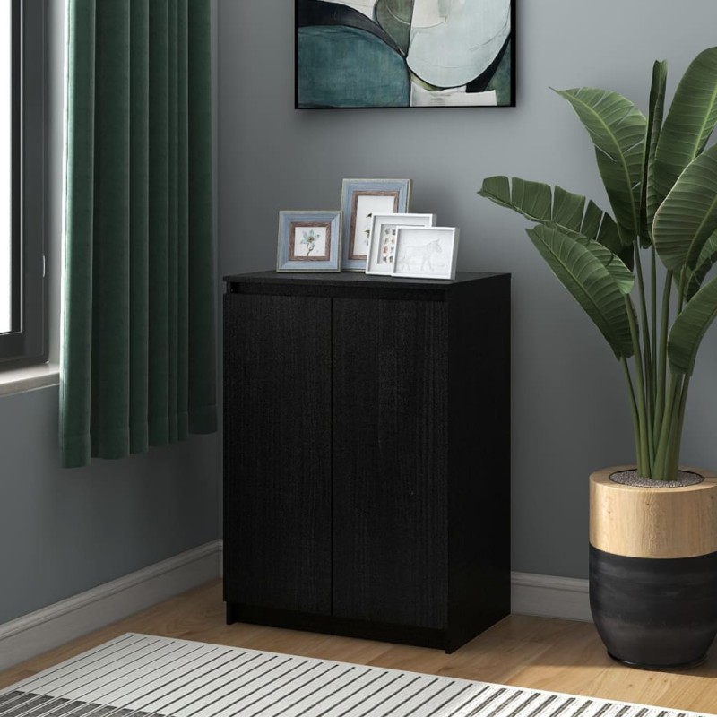 vidaXL Credenza Nera 60x36x84 cm in Legno Massello di Pino vidaXL Credenza Nera 60x36x84 cm in Legno Massello di Pino