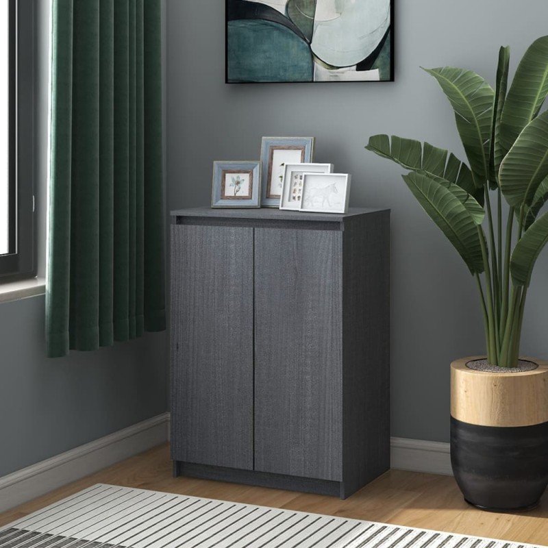 vidaXL Credenza Grigia 60x36x84 cm in Legno Massello di Pino vidaXL Credenza Grigia 60x36x84 cm in Legno Massello di Pino