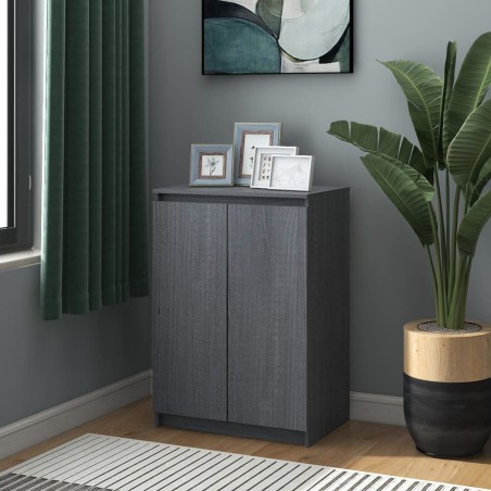 vidaXL Credenza Grigia 60x36x84 cm in Legno Massello di Pino