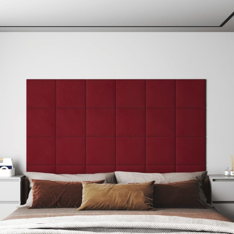 Pannelli Murali 12 pz Rosso Vino 30x30 cm Velluto 1,08 m² Pannelli Murali 12 pz Rosso Vino 30x30 cm Velluto 1,08 m²