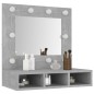 vidaXL Mobile a Specchio con LED Grigio Cemento 60x31,5x62 cm