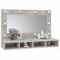 vidaXL Mobile a Specchio con LED Grigio Cemento 90x31,5x62 cm