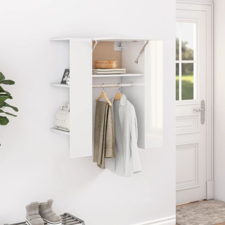 vidaXL Scaffale Ingresso Bianco Lucido 97,5x37x99 cm Legno Multistrato