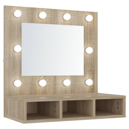 vidaXL Mobile a Specchio con LED Rovere Sonoma 60x31,5x62 cm