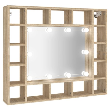 vidaXL Mobile a Specchio con LED Rovere Sonoma 91x15x76,5 cm