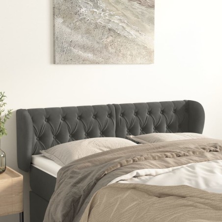 vidaXL Testiera ad Orecchio Grigio Scuro 147x23x78/88 cm in Velluto