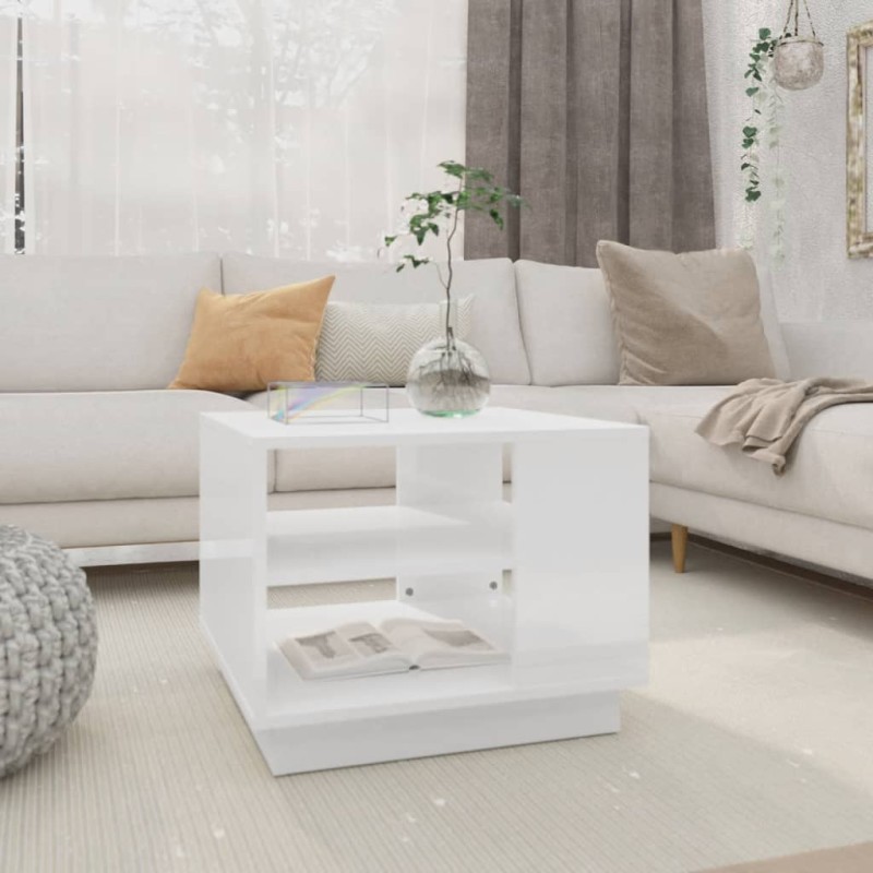 vidaXL Tavolino da Salotto Bianco Lucido 55x55x43 cm in Truciolato vidaXL Tavolino da Salotto Bianco Lucido 55x55x43 cm in Truciolato