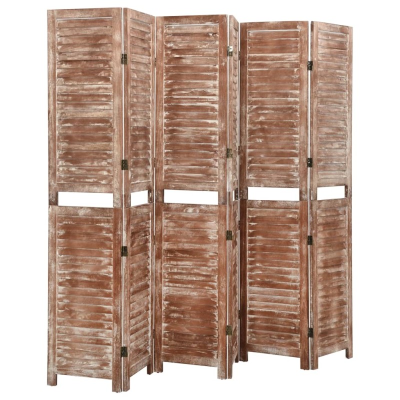 vidaXL Divisorio 6 Pannelli Marrone 210x165cm Legno Massello Paulownia vidaXL Divisorio 6 Pannelli Marrone 210x165cm Legno Massello Paulownia