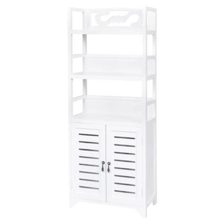 vidaXL Vetrina Bianca 46x24x140 cm in Legno Massello di Paulownia