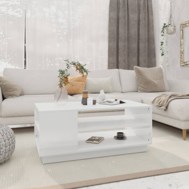 vidaXL Tavolino da Salotto Bianco 102x55x43 cm in Truciolato vidaXL Tavolino da Salotto Bianco 102x55x43 cm in Truciolato