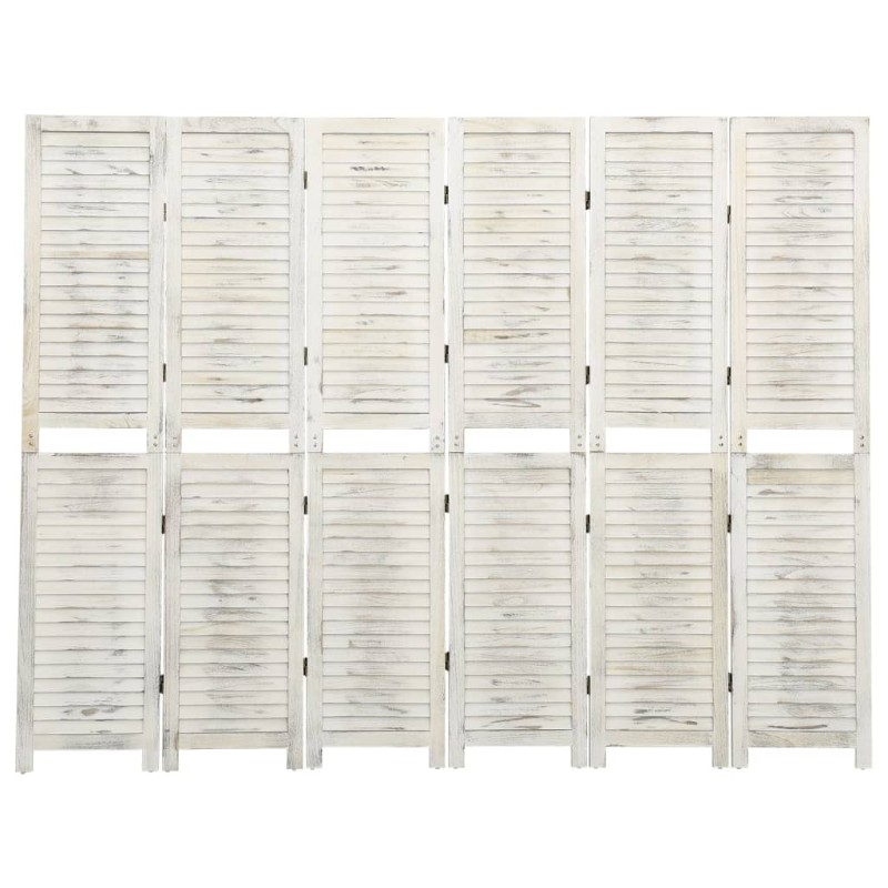 vidaXL Divisorio 6 Pannelli Bianco Antico 215x166 cm in Legno Massello vidaXL Divisorio 6 Pannelli Bianco Antico 215x166 cm in Legno Massello