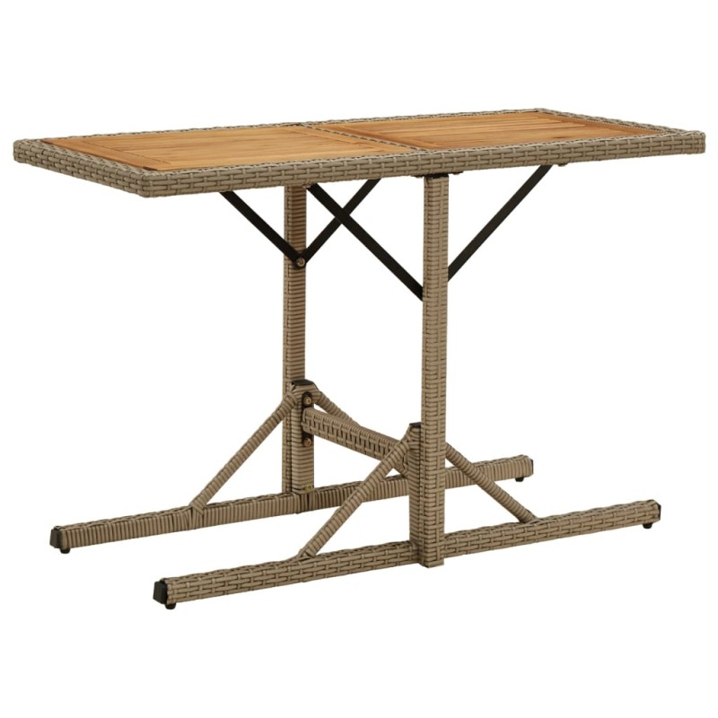 vidaXL Tavolo da Giardino Beige Legno Massello di Acacia e Polyrattan vidaXL Tavolo da Giardino Beige Legno Massello di Acacia e Polyrattan