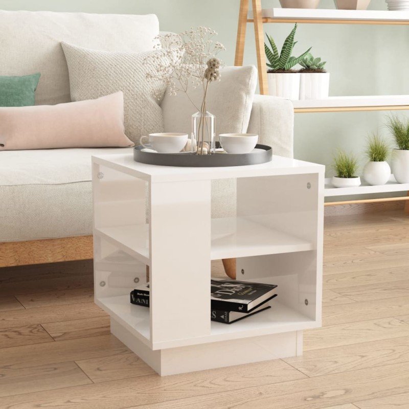 vidaXL Tavolino da Salotto Bianco Lucido 40x40x43 cm Legno Multistrato vidaXL Tavolino da Salotto Bianco Lucido 40x40x43 cm Legno Multistrato
