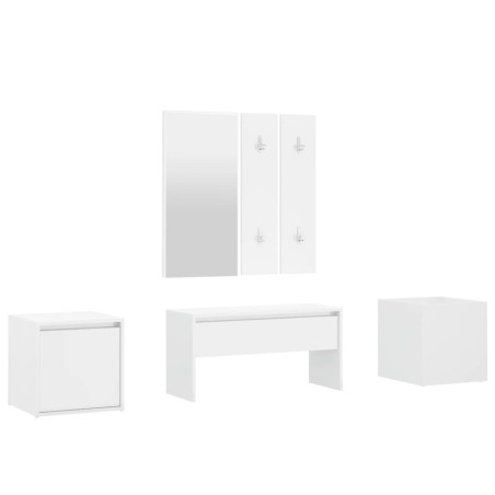vidaXL Set di Mobili da Corridoio Bianco Lucido in Legno Multistrato