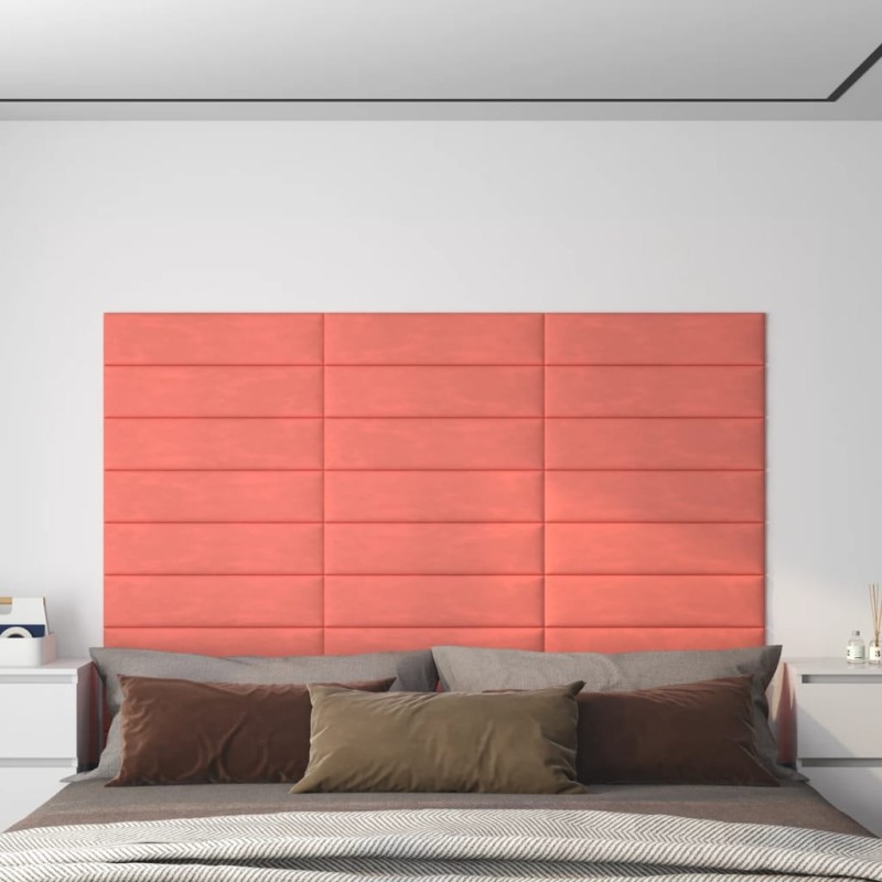 Pannelli Murali 12 pz Rosa 60x15 cm Velluto 1,08 m² Pannelli Murali 12 pz Rosa 60x15 cm Velluto 1,08 m²