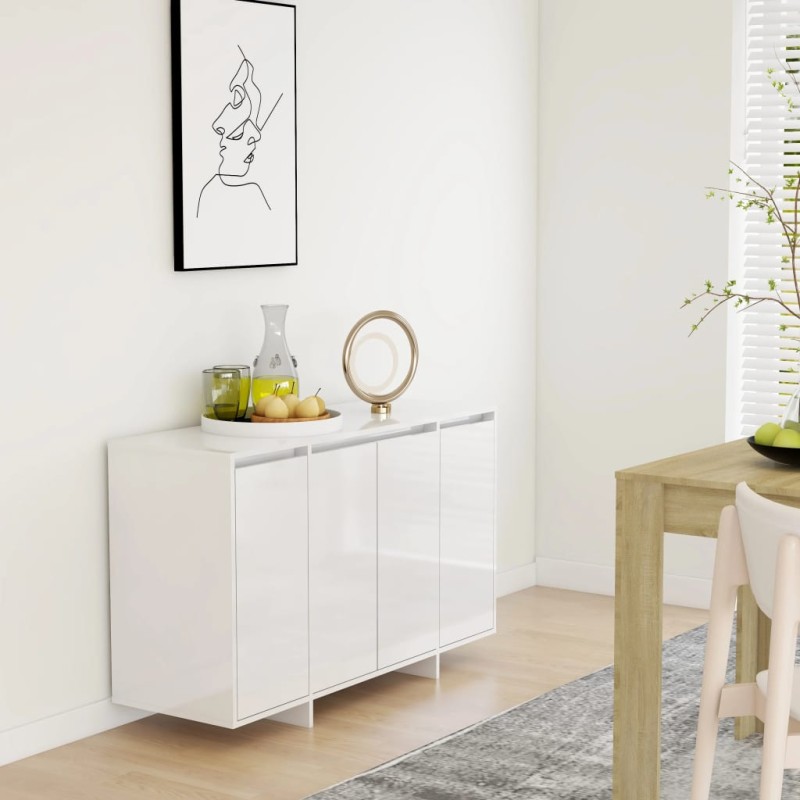 vidaXL Credenza Bianco Lucido 120x41x75 cm in Truciolato vidaXL Credenza Bianco Lucido 120x41x75 cm in Truciolato