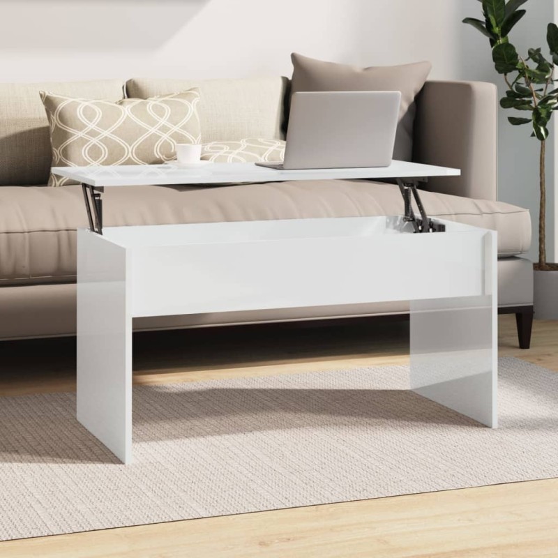 vidaXL Tavolino Bianco Lucido 102x50,5x52,5 cm in Legno Multistrato vidaXL Tavolino Bianco Lucido 102x50,5x52,5 cm in Legno Multistrato