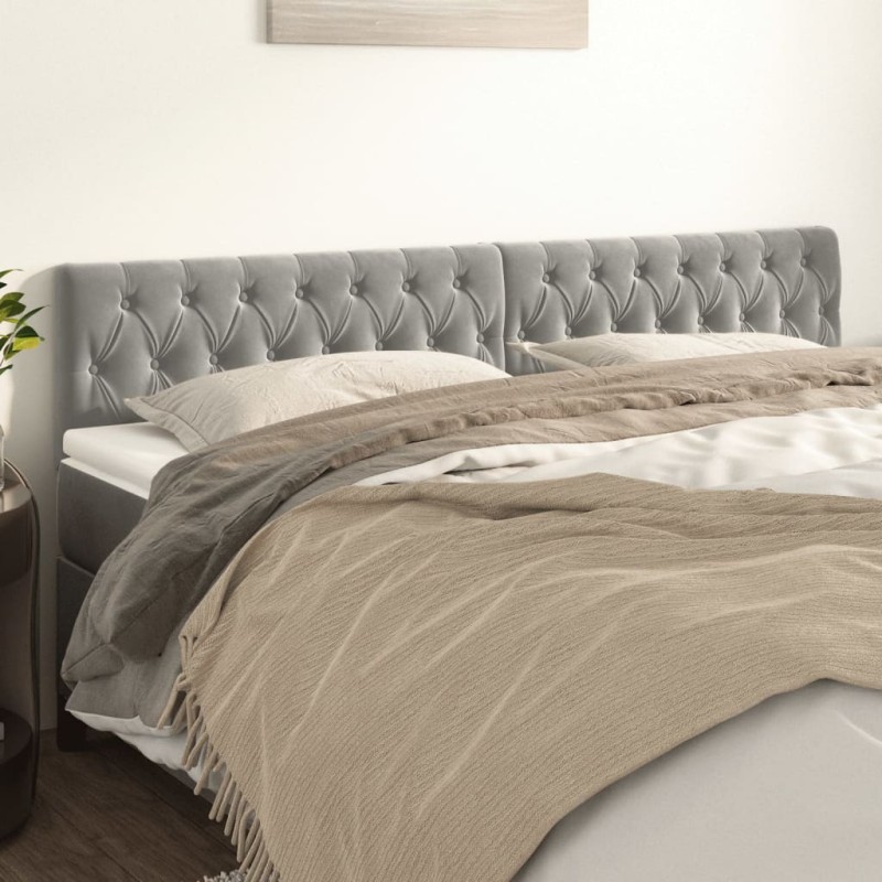 Testiere 2 pz Grigio Chiaro 100 x 7 x 78/88 cm in Velluto Testiere 2 pz Grigio Chiaro 100 x 7 x 78/88 cm in Velluto