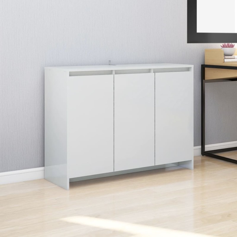 vidaXL Credenza Bianca Lucida 102x33x75 cm in Truciolato