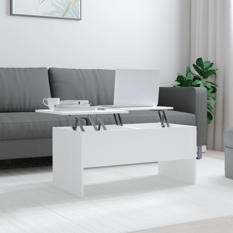 vidaXL Tavolino da Salotto Bianco 102x50,5x46,5cm in Legno Multistrato vidaXL Tavolino da Salotto Bianco 102x50,5x46,5cm in Legno Multistrato