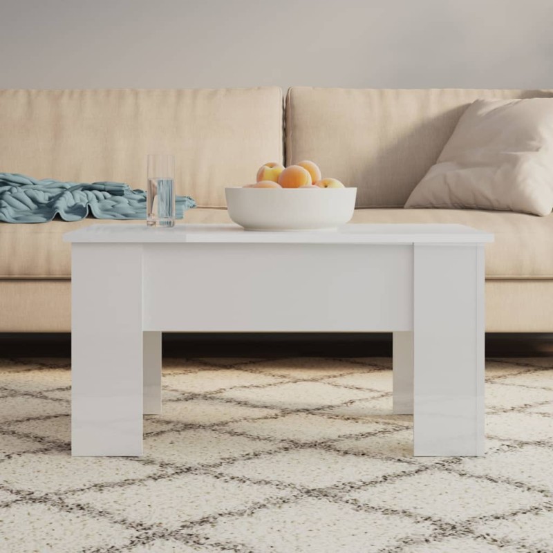 vidaXL Tavolino da Salotto Bianco Lucido 79x49x41 cm Legno Compensato vidaXL Tavolino da Salotto Bianco Lucido 79x49x41 cm Legno Compensato