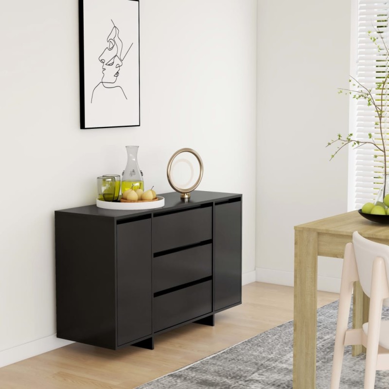 vidaXL Credenza con 3 Cassetti Nera 120x41x75 cm in Truciolato vidaXL Credenza con 3 Cassetti Nera 120x41x75 cm in Truciolato