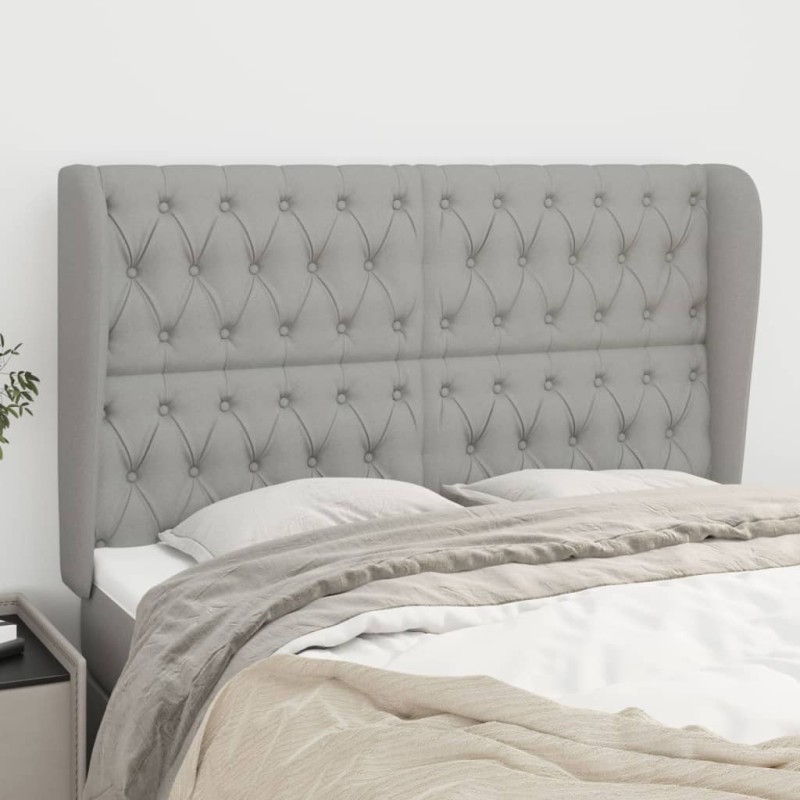 vidaXL Testiera ad Orecchio Grigio Chiaro 147x23x118/128 cm in Tessuto vidaXL Testiera ad Orecchio Grigio Chiaro 147x23x118/128 cm in Tessuto