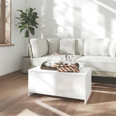 vidaXL Tavolino da Salotto Bianco Lucido 90x50x41,5 cm in Truciolato