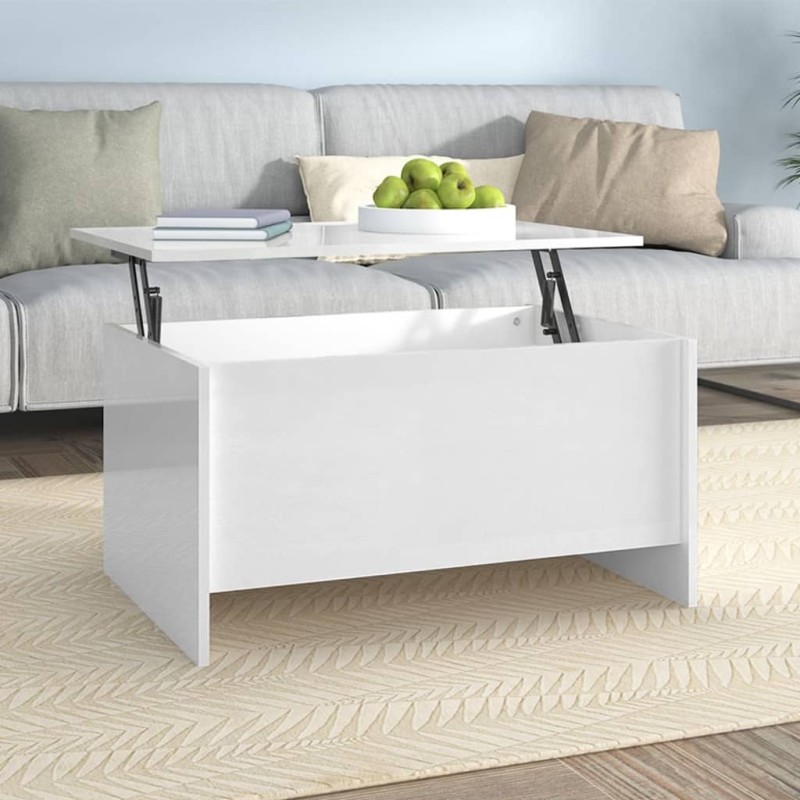 vidaXL Tavolino Salotto Bianco Lucido 80x55,5x41,5cm Legno Multistrato vidaXL Tavolino Salotto Bianco Lucido 80x55,5x41,5cm Legno Multistrato