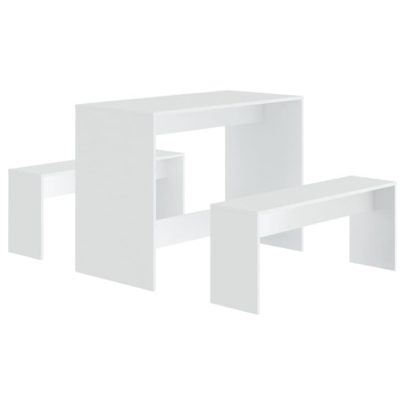vidaXL Set da Pranzo 3 pz Bianco in Legno Multistrato