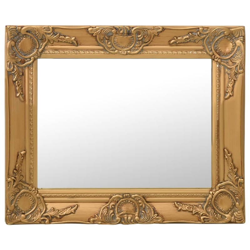 Specchio da Parete Stile Barocco 50x40 cm Oro