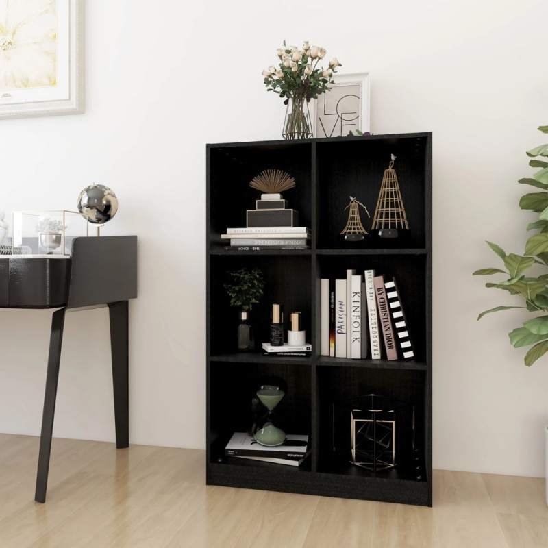 vidaXL Libreria Nera 70x33x110 cm in Legno Massello di Pino vidaXL Libreria Nera 70x33x110 cm in Legno Massello di Pino
