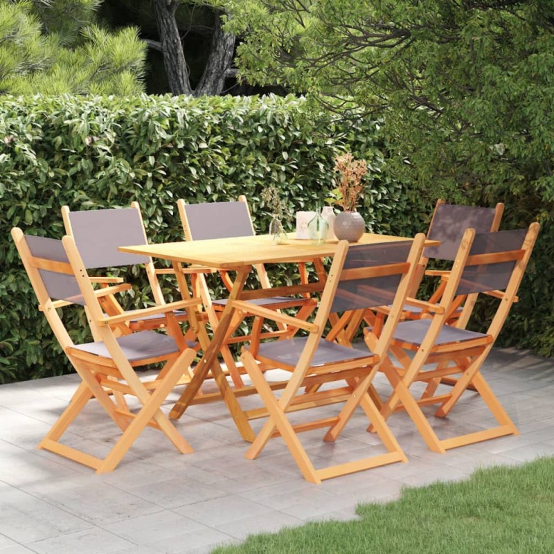 vidaXL Set da Pranzo da Esterno 7 pz Grigio in Massello di Eucalipto